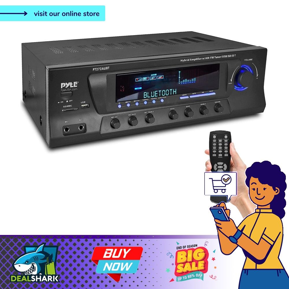 Pyle PT272AUBT Wireless Bluetooth Audio Power Amplifier 300W 4