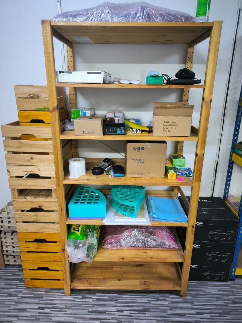 Rak Kayu IKEA / IKEA Wood Shelf Rack, Furniture & Home Living