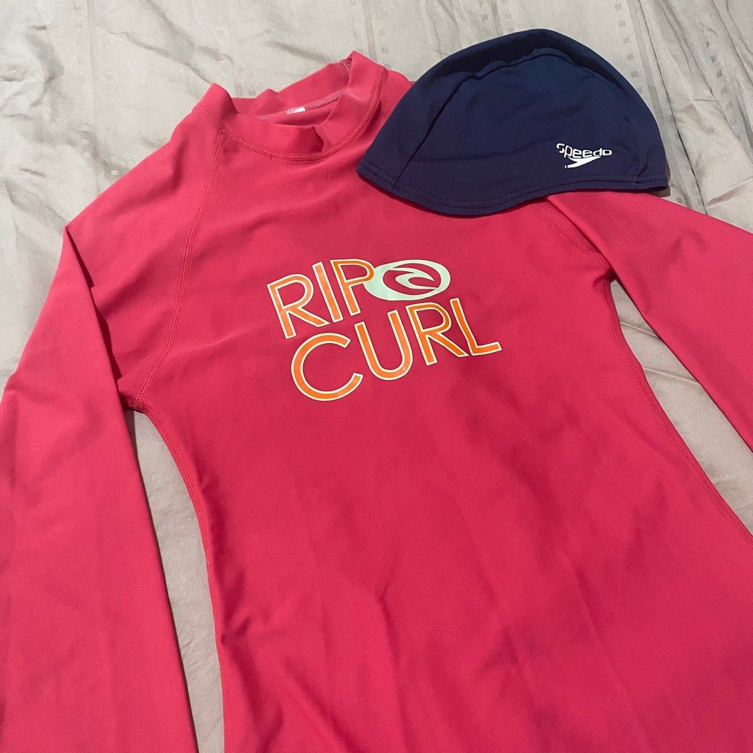 Rip Curl Rash Guard & Speedo Swimming Cap, Women's Fashion, Swimwear