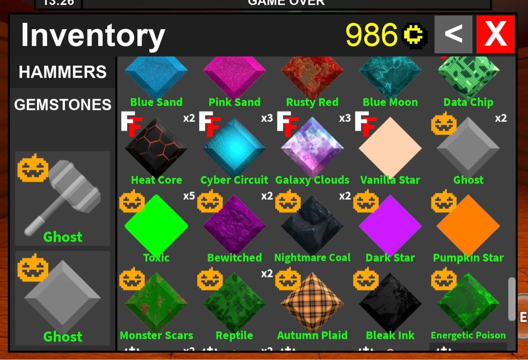 CLEARANCE SALE !! ( Cheap / FPFS ) Roblox Flee The Facility FTF Legendary  Hammers And Gemstones, Video Gaming, Gaming Accessories, In-Game Products  on Carousell