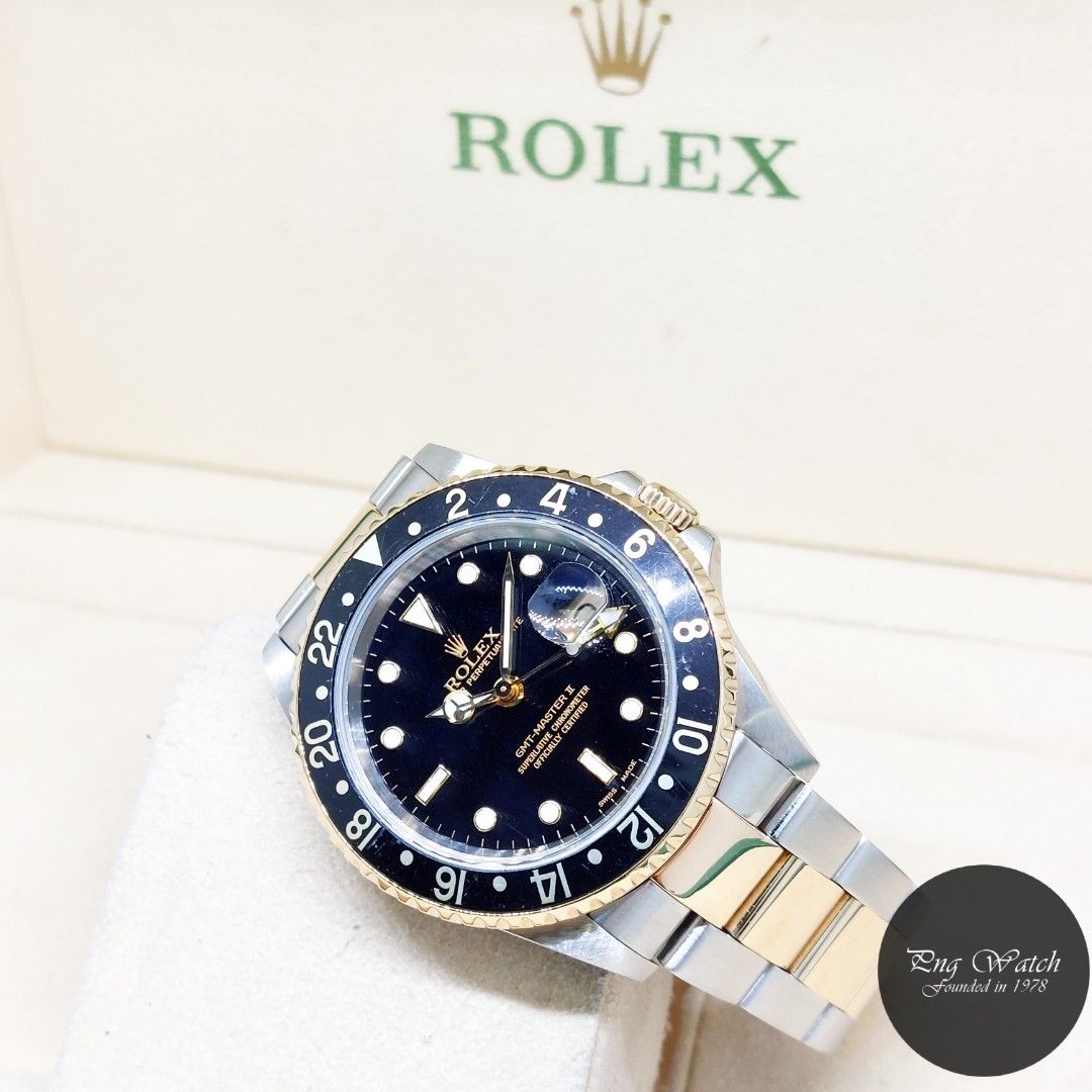 Rolex 40mm Oyster Perpetual 18K Half Yellow Gold Black Dial GMT
