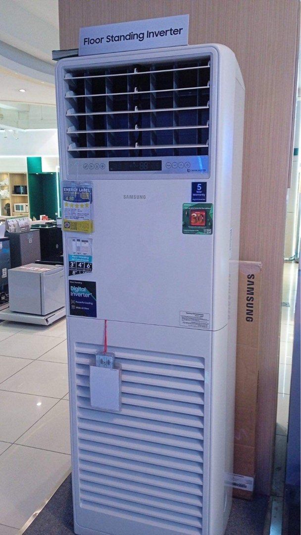 SAMSUNG FLOOR MOUNTED INVERTER AIRCON (Category: Air Conditioning and Heating) located in Quezon City. Submitted by annys.online (Listing ID 1270201358, Image 1). Description: SAMSUNG FLOOR MOUNTED INVERTER AIRCON AC030BNPDKCTC 3HP SRP 109,995 Cash: 67,200 AC36BNPDKCTC. 4HP SRP 129,995 Cash: 79,500 AC048BNPDKCTC 6hp SRP 149,995 Cash: 92,500 AC054BNPDKCTC 6HP 3 phase SRP 169,995 Cash: 105,000 AC078BNPDBCTC 8HP SRP 259,995 Cash: 157,500 AC096BNPDBC