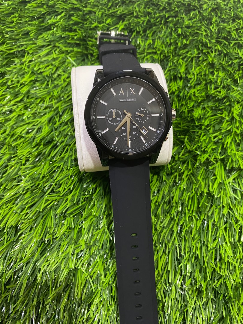 SAVINGs Armani Exchange Chronograph Black Silicone Watch 44mm