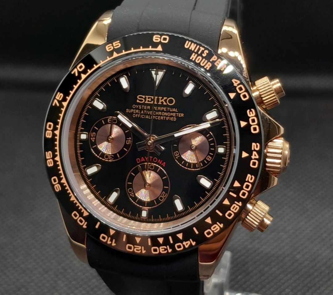 SEIKO COSMOGRAPH DAYTONA EVERROSE MOD VK63 QUARTZ MOVEMENT