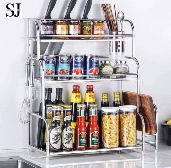 Stainless Condiments Rack STAINLESS STEEL 3 TIER CONDIMENTS RACK, Furniture & Home Living ...