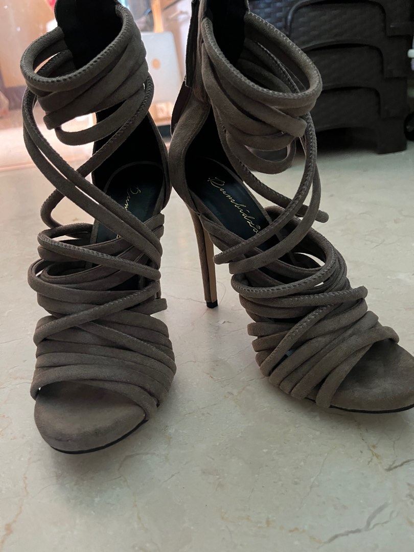 Taupe sales strappy heels