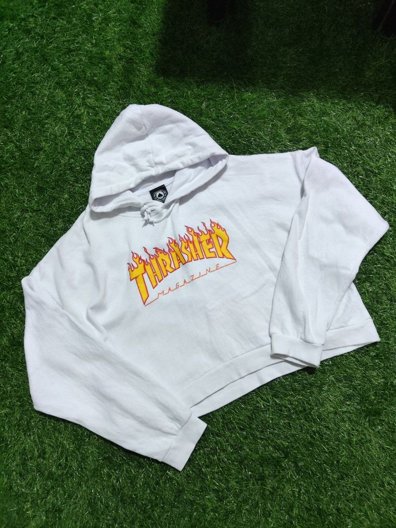 Thrasher Women s Crop Top Hooded Jacket Women s Fashion Coats Jackets and Outerwear on Carousell