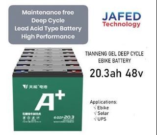 Tianneng A+ 20.3AH 48V eBike Solar UPS Rechargeable Lead Acid Battery