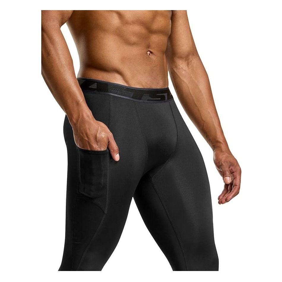 TSLA 1, 2 or 3 Pack Men's Compression Pants, Cool Dry Athletic Workout  Running T