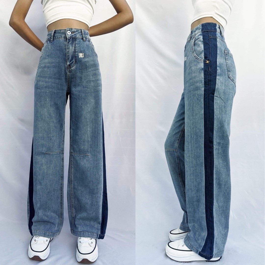 Two tone denim jeans, Women's Fashion, Bottoms, Jeans on Carousell