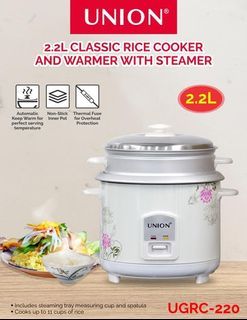 Union 2.2 Liter Capacity Rice Cooker and Warmer with Steamer For Sale