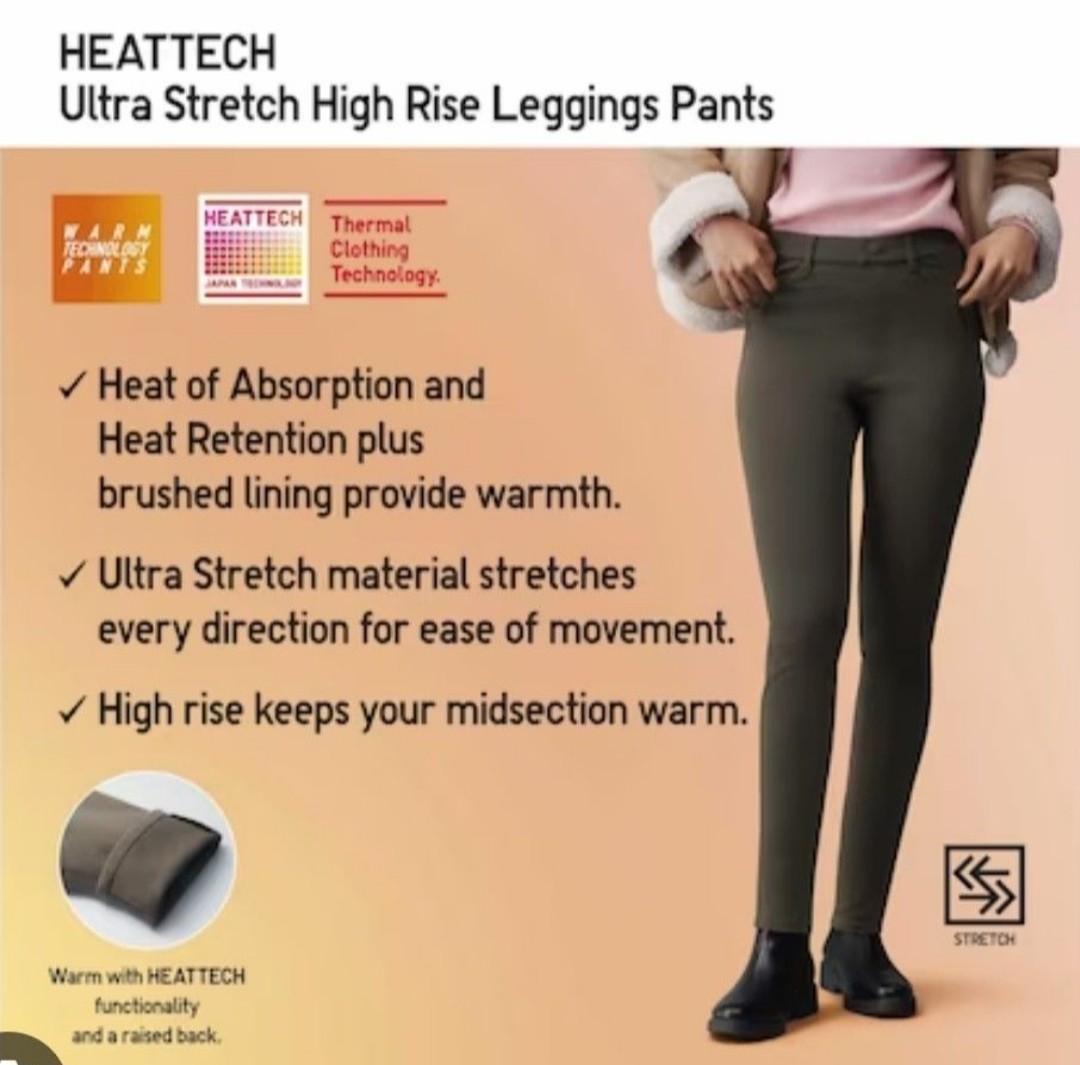 UNIQLO HEATTECH EXTRA STRETCH HIGH RISE LEGGINGS PANTS (TALL