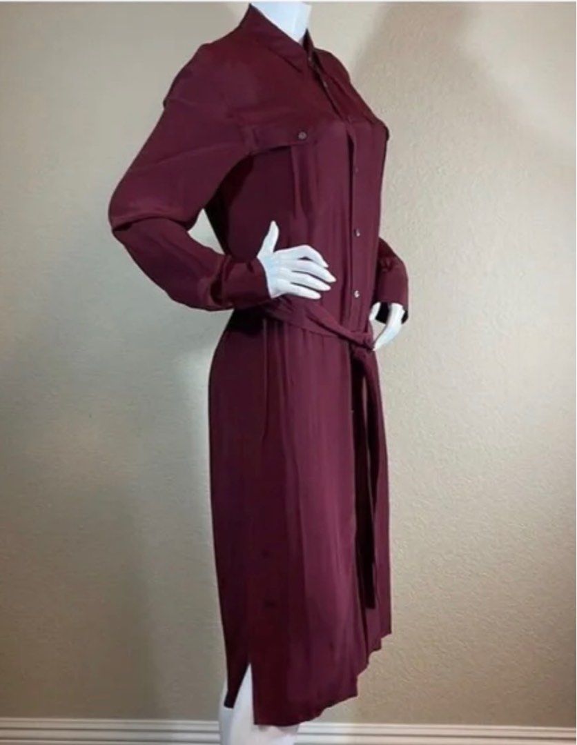 US 189 Polo Ralph Lauren Silk Long Button Down Shirt Dress