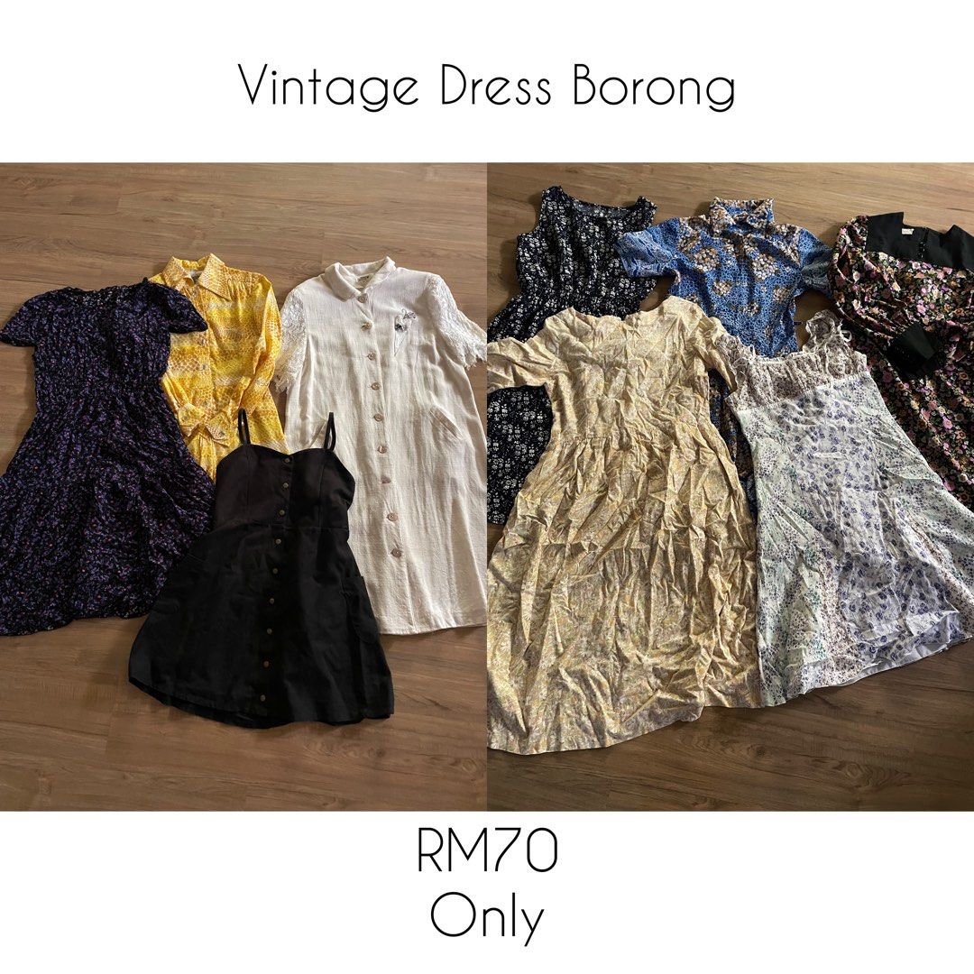 Vintage Dress Borong RM60 ( 9pcs) , Women's Fashion, Dresses