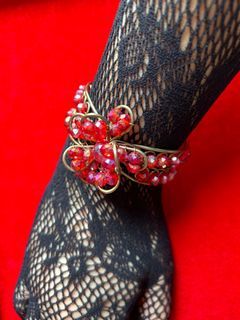 Vintage Fancy Red Beaded Bracelet