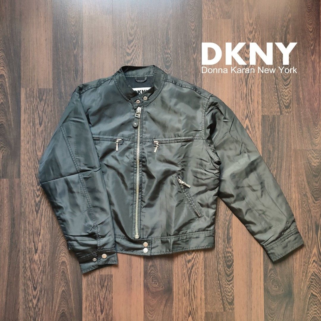 90s DKNY black satin motorcycle jacket