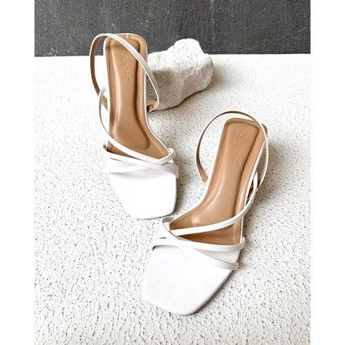 White strappy heels