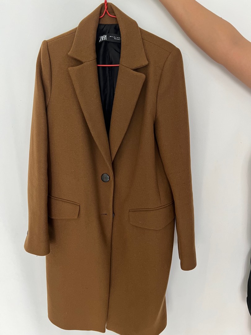 Zara coat brown wool blended Women s Fashion Coats Jackets and