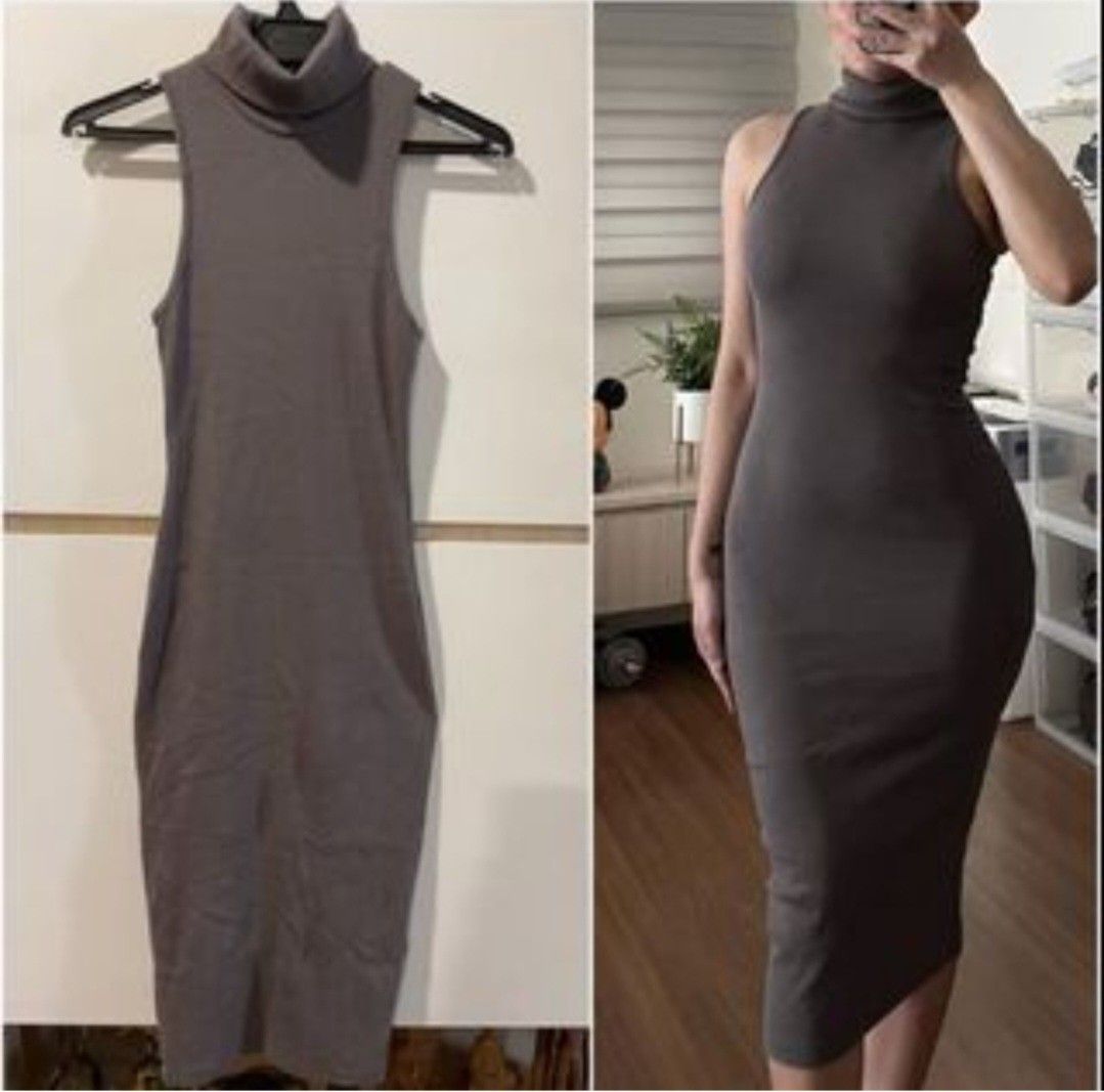 black knitted roll neck dress The Luella Knit Pointelle Dress