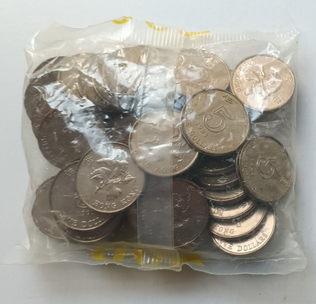 香港1993年5元硬幣原包40枚全新, 興趣及遊戲, 收藏品及紀念品, 錢幣- Carousell