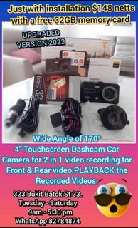 Ssontong Dash Cam Front and Rear WiFi/APP Control 64G SD Card 2.5K