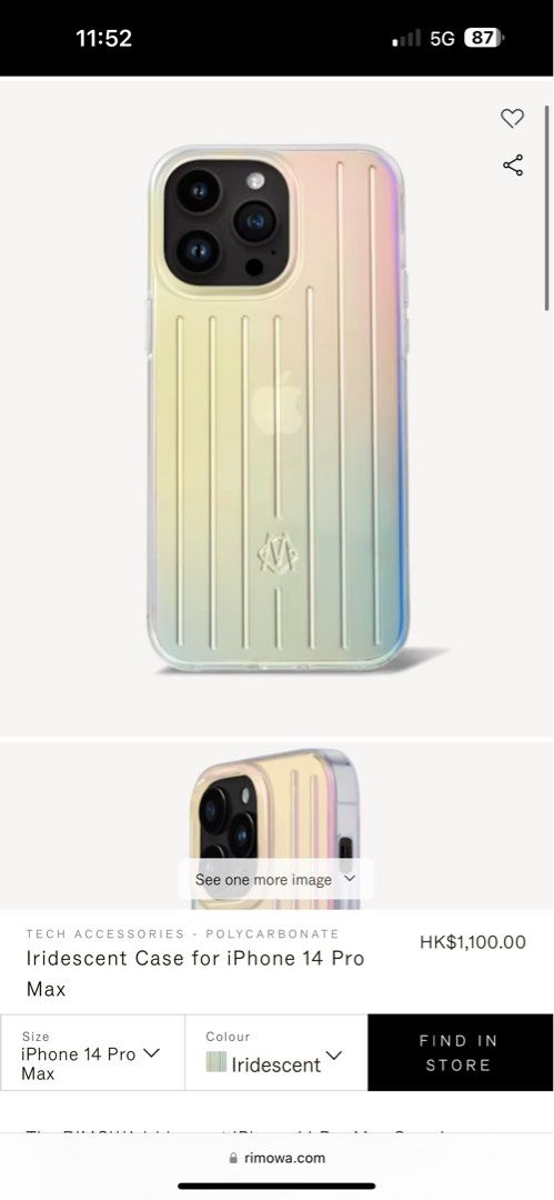 7成新Rimowa iPhone case Iridescent 14 Pro Max, 手提電話, 電話及