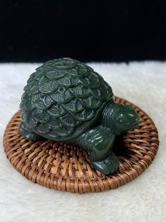 和闐碧玉大料精雕金錢龜🐢收藏把件/擺件