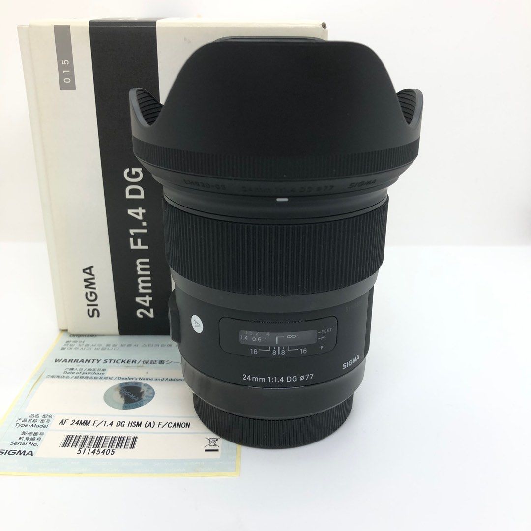 行貨極新Sigma 24mm F1.4 DG ART For Canon EF, 攝影器材, 鏡頭及裝備
