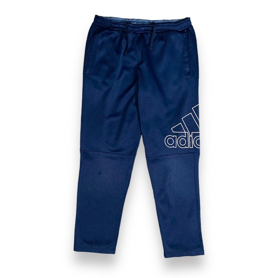 Adidas big logo on sale track pants blue