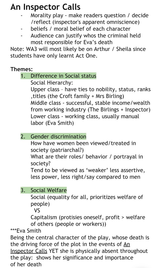 An Inspector Calls Literature Notes, Hobbies & Toys, Books