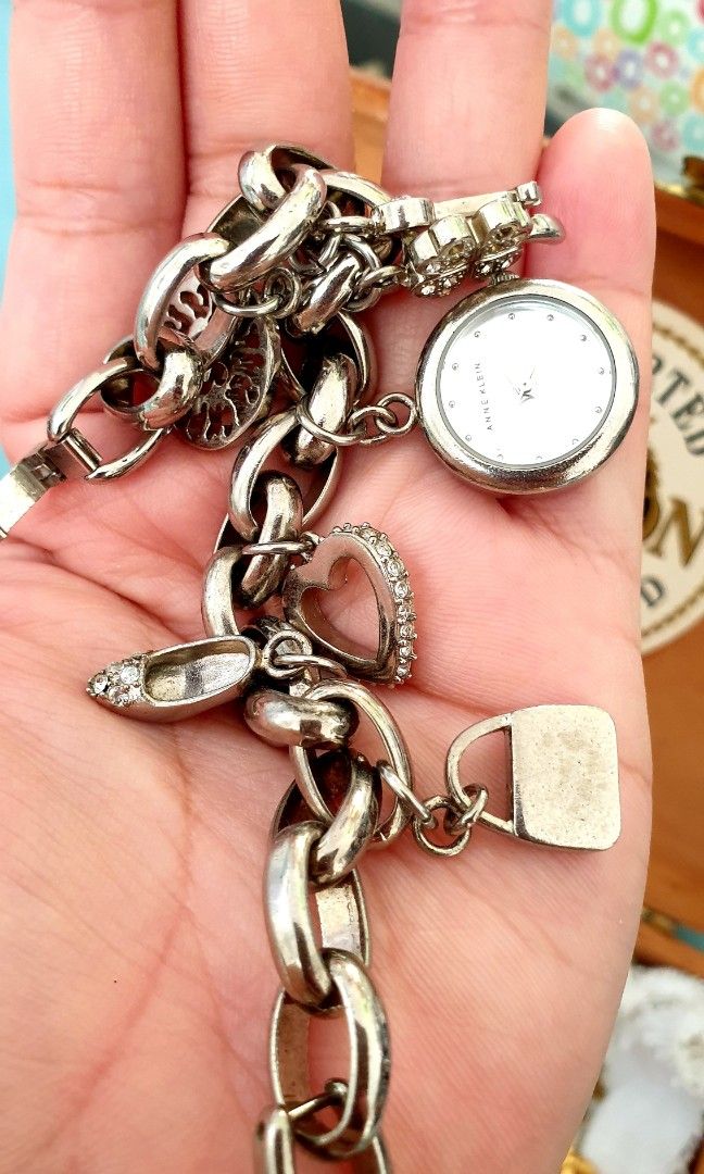 Anne klein charm bracelet watch silver top