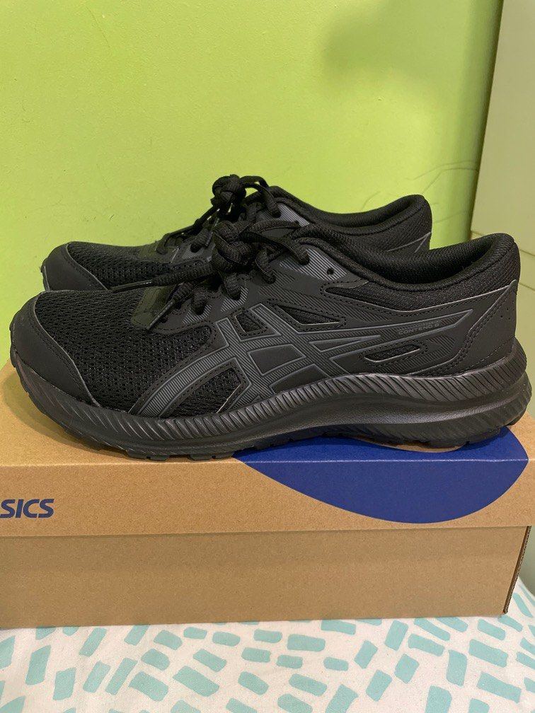 ladies black asics running shoes