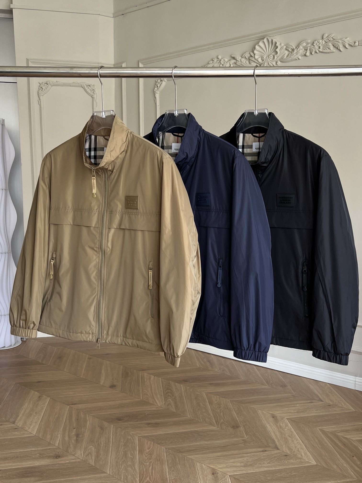 Authentic Burberry Men s Windproof Long Sleeve Stand Collar Business Solid Color Casual Jacket Men s Fashion Coats Jackets and Outerwear on Carousell