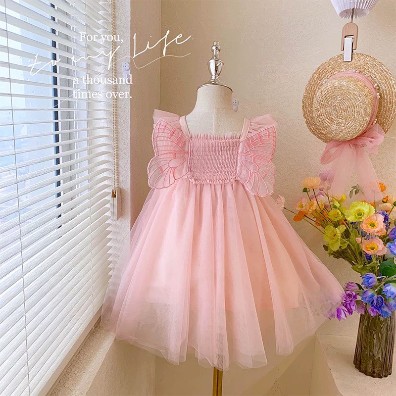 Baby Girl Butterfly Printed Short Dress|New Arrivals|61236090028|متجر  لافاميليا الالكتروني