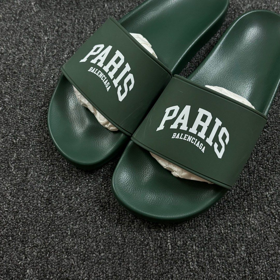 Balenciaga Paris Logo Slide Sandal Green Eur42 Fit UK8 9 Men s