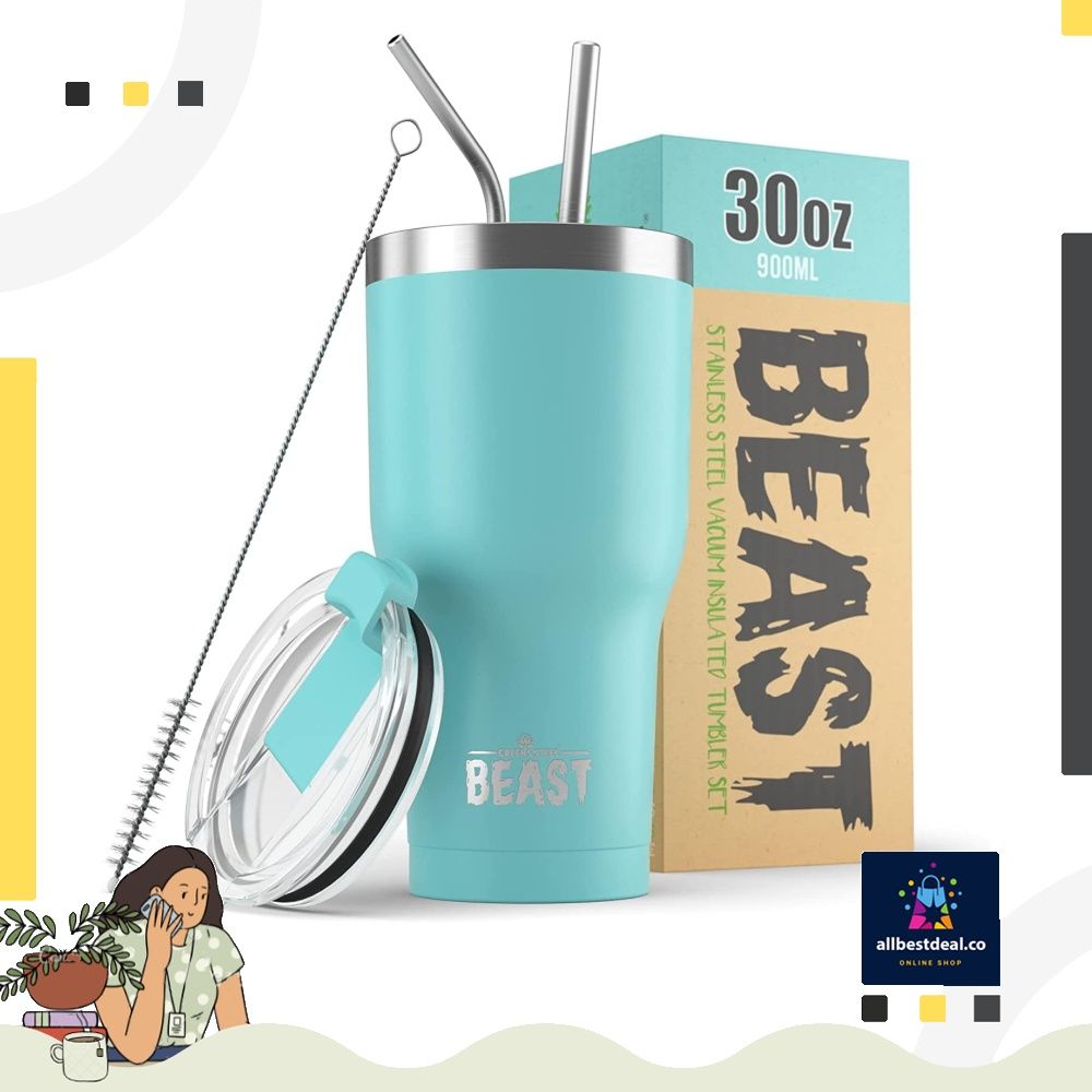BEAST 30oz Teal Blue Tumbler - Stainless Steel Insulated Coffee