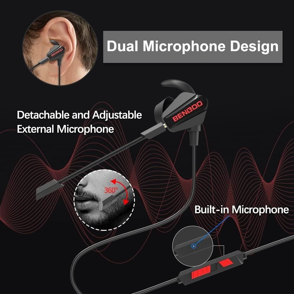 BENGOO Gaming Earphone With Microphone Gaming Headphone For PS4 PS5 PC Xbox One iPhone Super Nintendo Wired Earbuds with Mute and Volume Control 3.5mm Jack Audio Earphones on Carousell