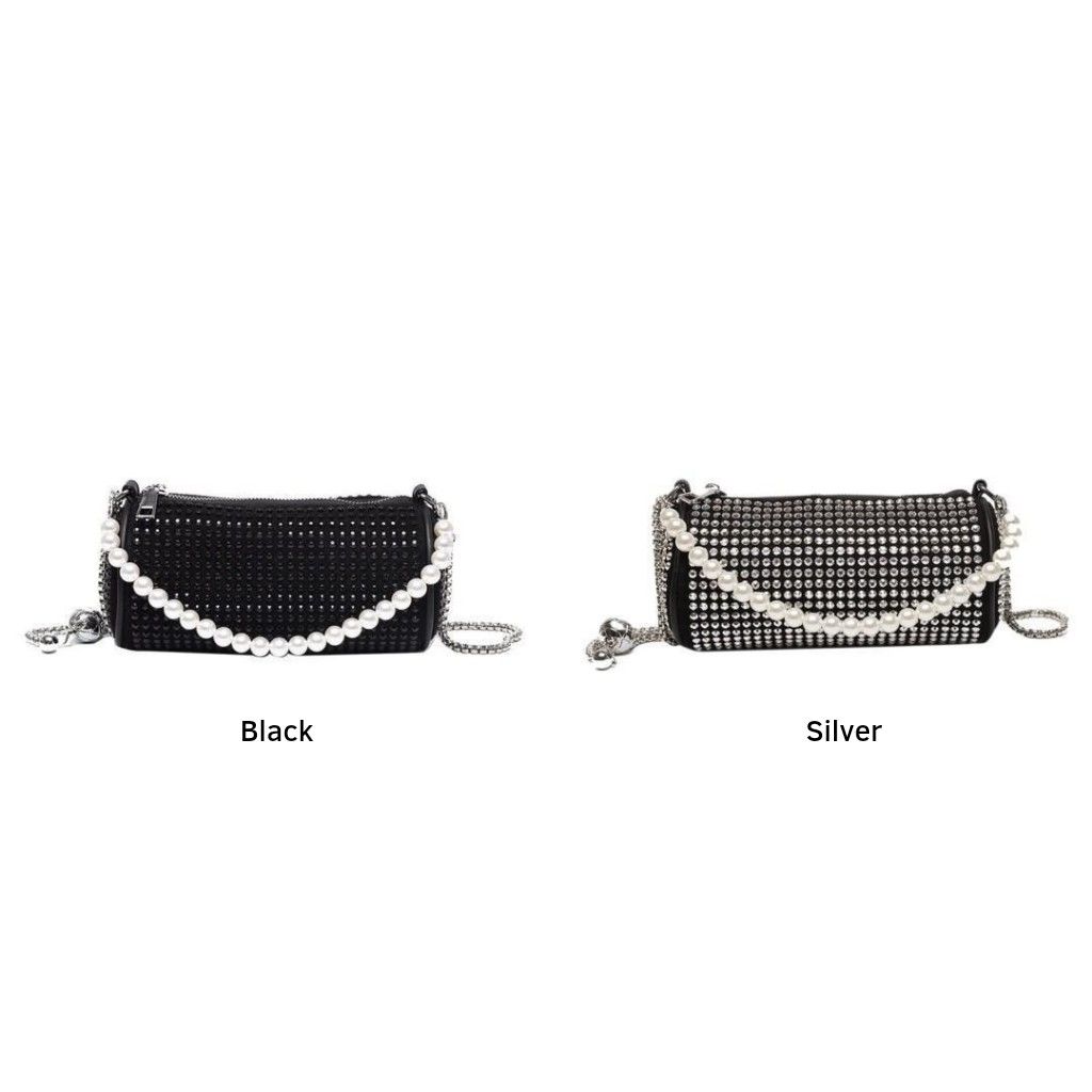 Blink Cylinder Sling Bag Pearl Handle Handbag Chain Party Tas Selempang Pesta Tabung Mutiara Resleting Wanita Diosvolt Import 5a Fesyen Wanita Tas Dompet di Carousell