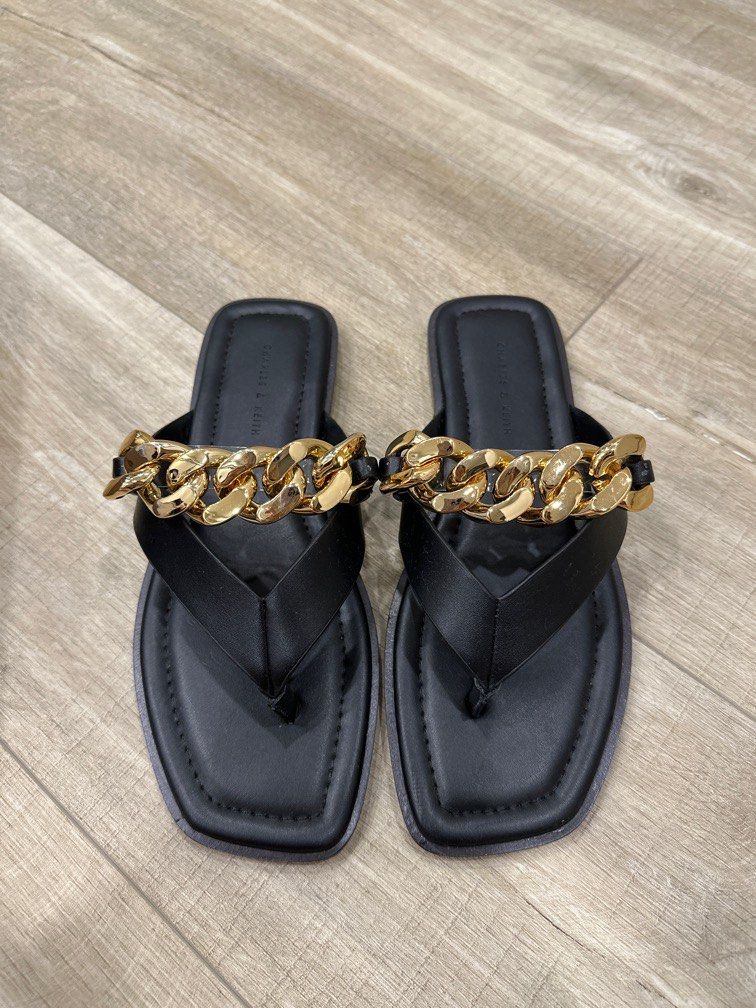 BNWB Charles Keith Black Thong Sandals