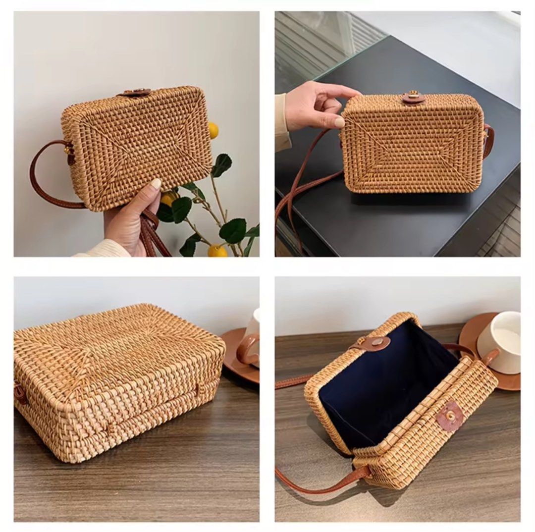 BNWT handmade rattan bag rectangle