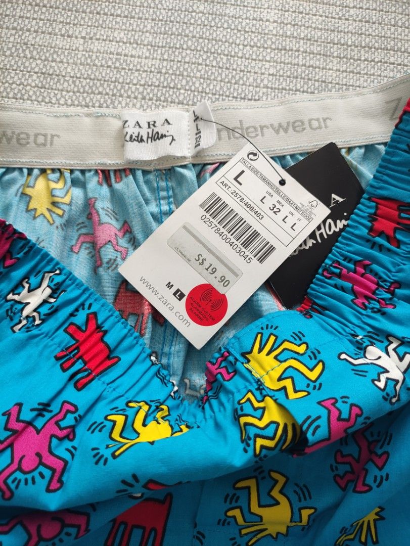 BNWT Zara Keith Haring Boxer Shorts, Men's Fashion, Bottoms, New