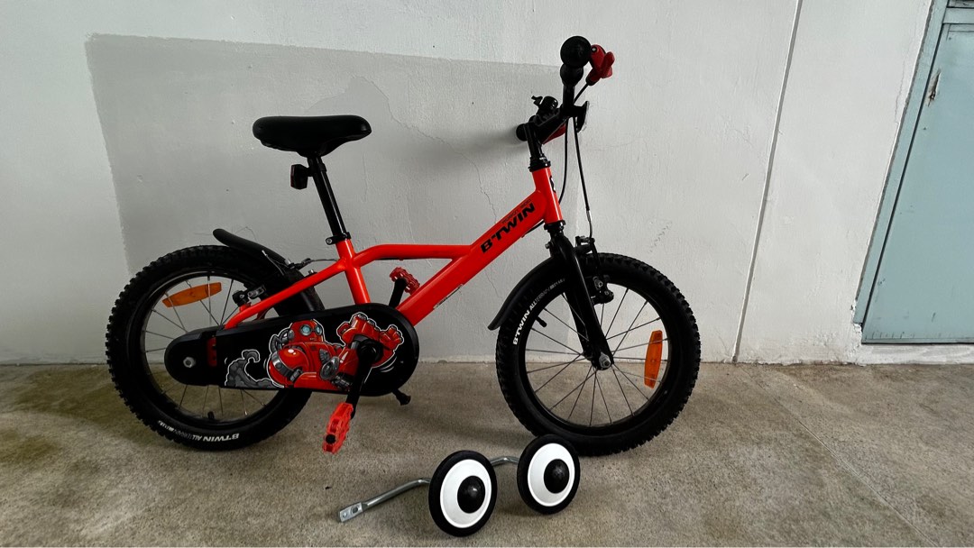 Boys Kids Bike Btwin 16 inch Robot 500 4-6 years - Orange, Sports ...