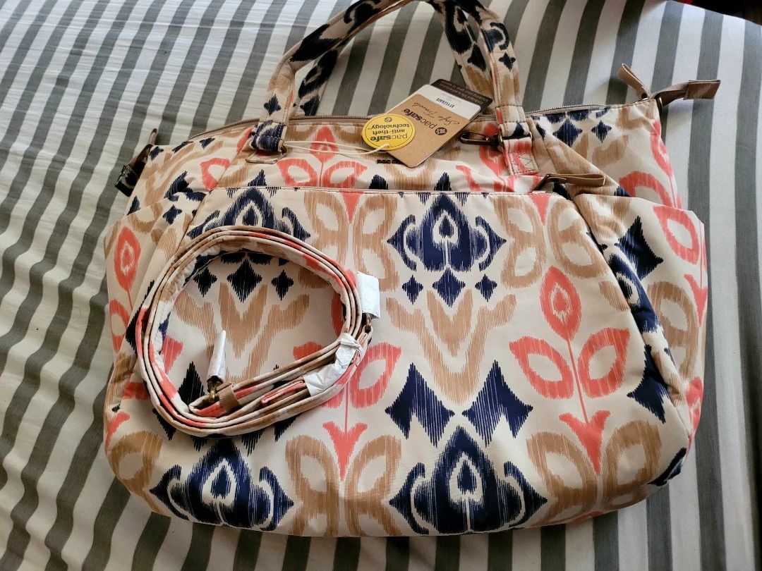 Brand New Pacsafe Stylesafe Anti Theft Tote Bag Ikat Coral