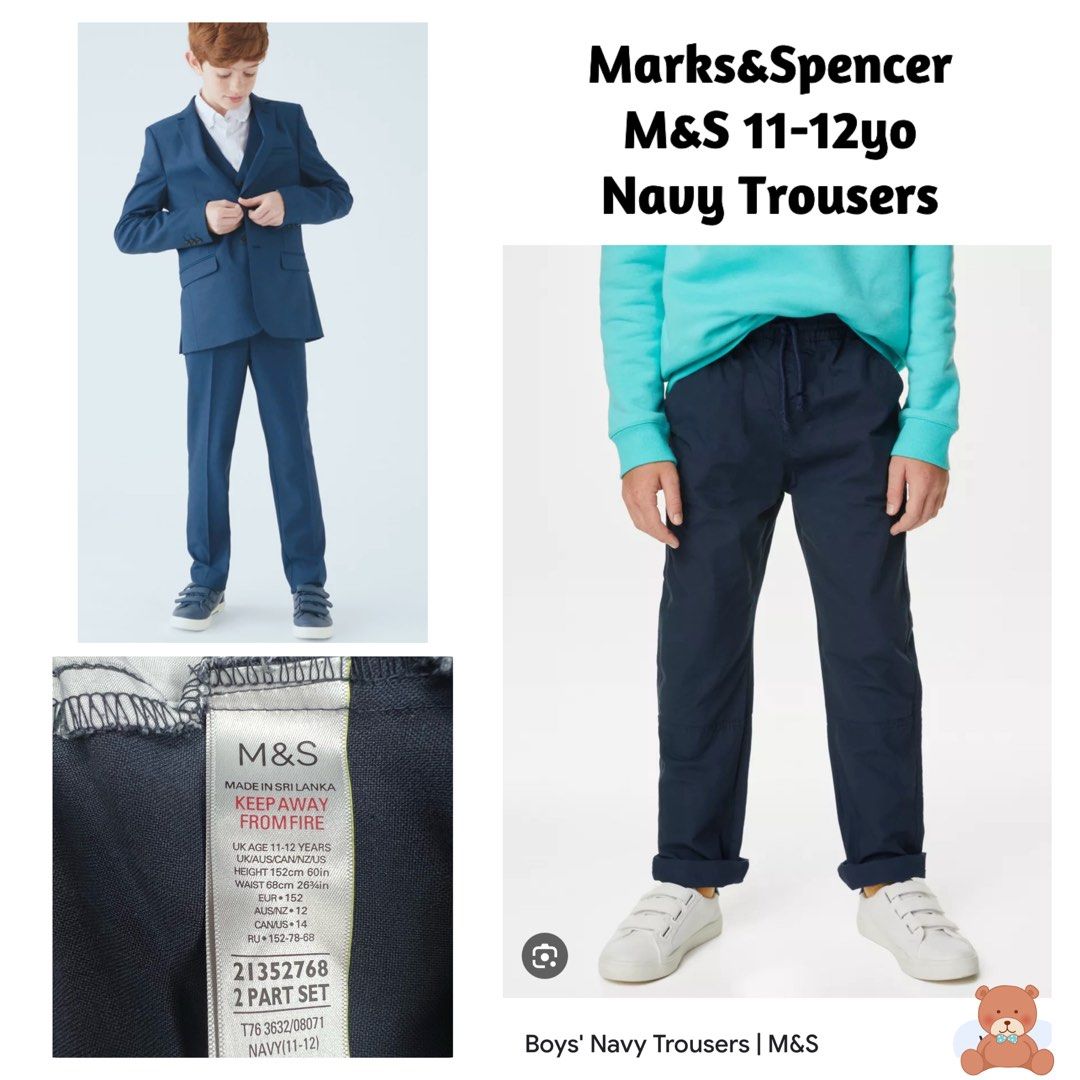 Marks & Spencer Women Navy Blue Straight Fit Solid Formal Trousers