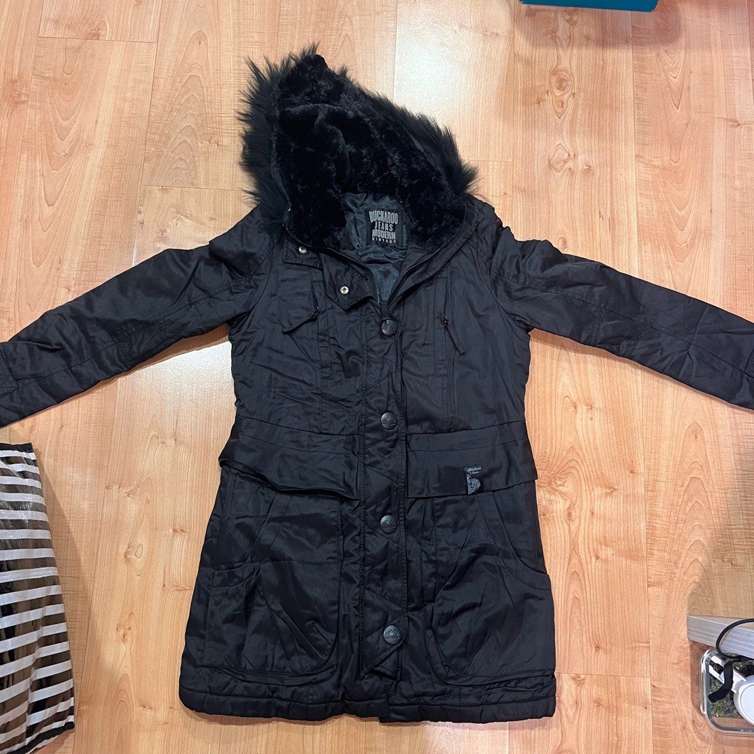 BUCKAROO JEANS MODERN VINTAGE FUR HOOD BLACK WINTER PUFFER JACKET