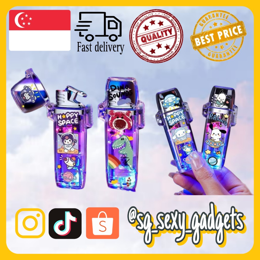Cartoon Lockable Lighter with Red Flames, Sports Equipment, Hiking ...
