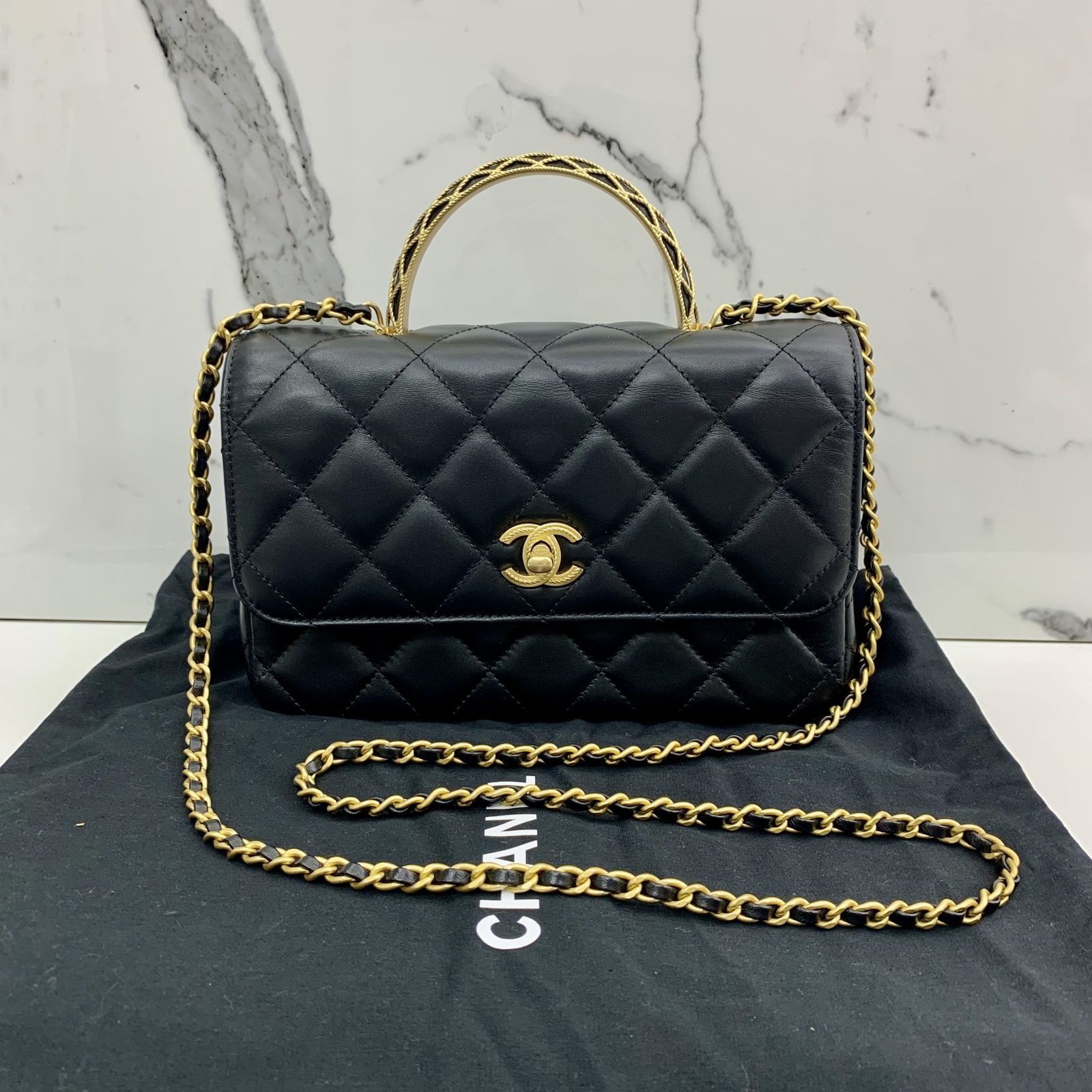 CHANEL AS4233 LAMBSKIN 2WAY BLACK RFID SHOULDER BAG 237040562 WE ...