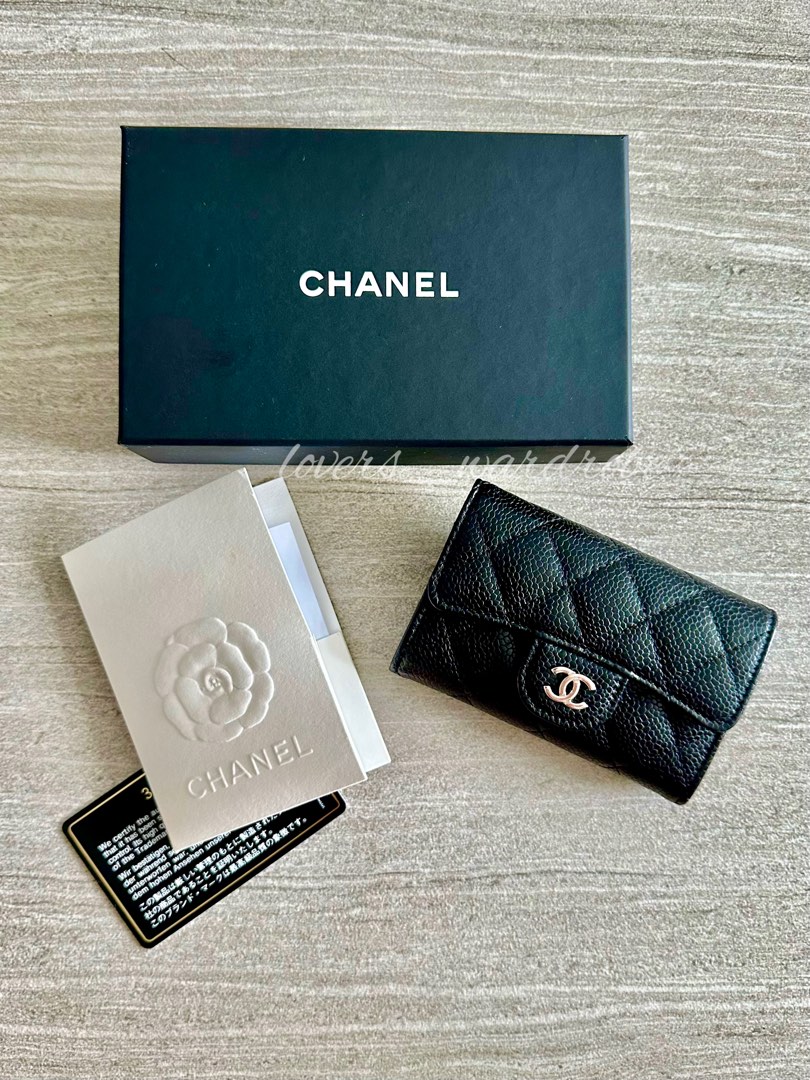 Chanel Snap Card Holder in black with SHW, Luxury, Bags & Wallets on