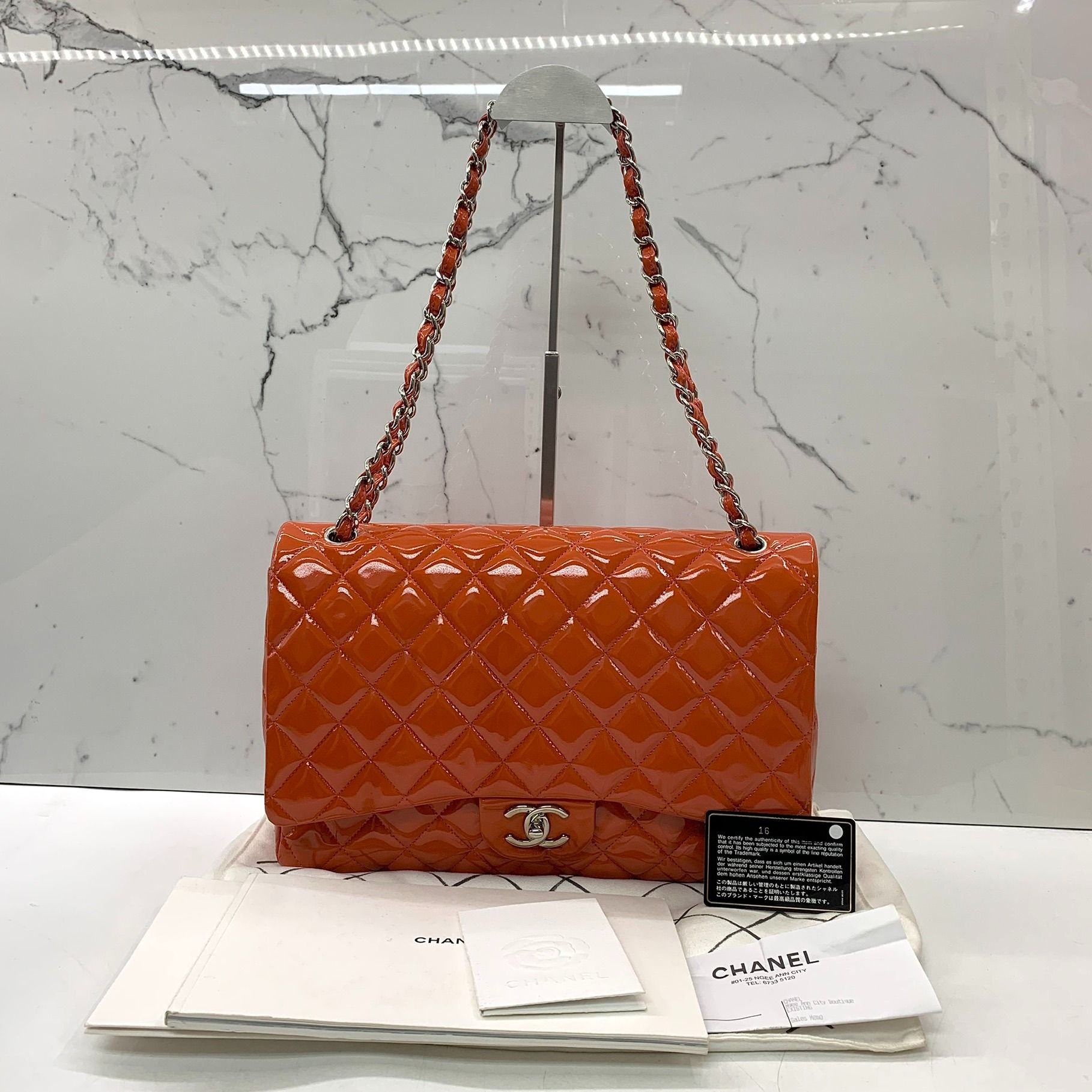 Chanel orange new arrivals flap bag