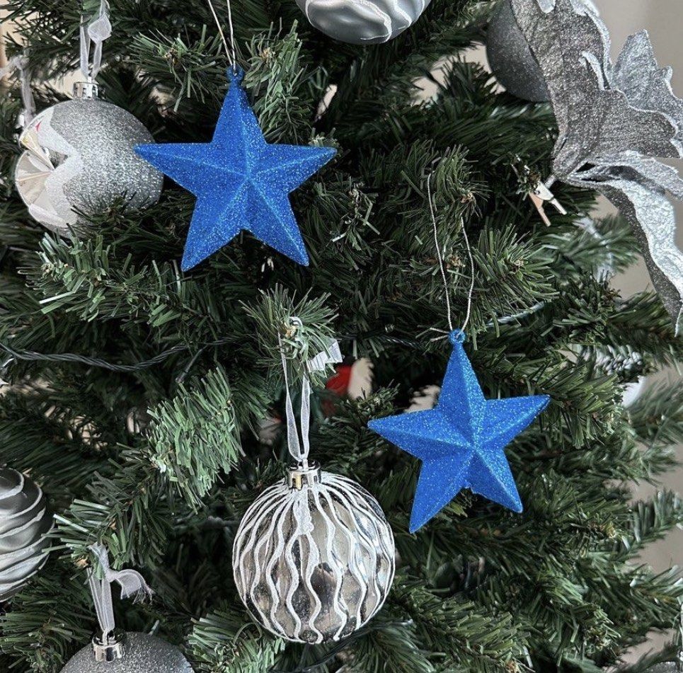 Christmas ornaments Xmas Blue Star glitter tree hanging decoration